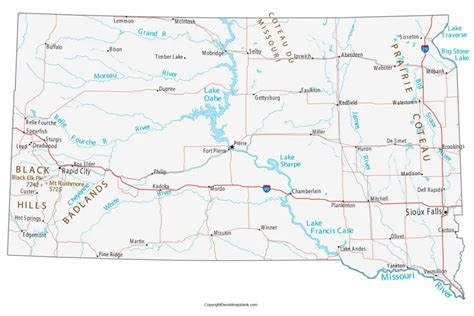 MAP Map of South Dakota Cities